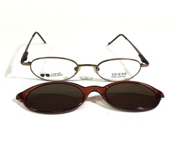 Guess GU 461 &amp; CL COP Eyeglasses Frames Brown Round Full Rim w/ Clip On ... - £43.98 GBP