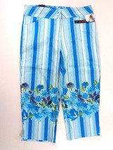 Blue Stripe Floral Capris Cropped Pants Bill Blass Jeans Womens Size 10 New - £27.84 GBP