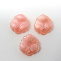 3 Pink Leaf Shank Buttons 3/4&quot; Plastic Vintage Blouse Costume Decoration... - £7.77 GBP