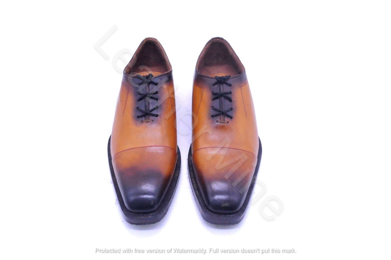Handmade Men's Tan Patina Leather Whole Cut Oxford Dress Shoes For Men