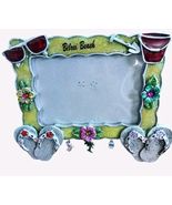 Biloxi Beach Silver And Enameled Flip Flop Picture Frame With Dangling C... - $33.94