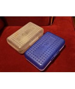 VTG Spacemaker 5x8 Pencil Crayon Marker Box Frosted Clear and Blue Lot Of 2 - $19.77