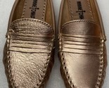 Minnetonka Women&#39;s Kate 466T Rose Gold Metallic Leather Moccasin Size 7 - $17.60