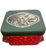 Vintage Christmas Tin Storage With Handles Farmers Almanac Illustration ... - $17.18 CAD
