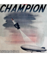 1947 Champion Spark Plugs Advertisement Navy Airship XM-1 Blimp Zeppelin... - $41.01 CAD