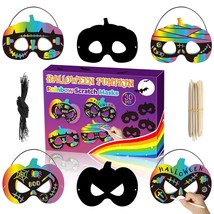 30Pcs Halloween Pumpkin Scratch Masks Gift Set For Kids Diy Magic Rainbo... - $25.99