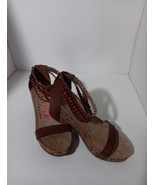 Blowfish Malibu Sandals Brown Women&#39;s 7.5 Zip Up Back Strappy Wedge Heel... - $309.17 MXN