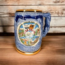 Vintage Glazed Ceramic Lake Tahoe Souvenir Beer Stein Mug Blue Made In Japan - £8.41 GBP
