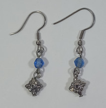 Floral Blue Crystal Earrings Vintage Pair 1990s Dangle Drop Girls Retro Flower - £7.97 GBP