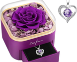 Mothers Day Mom Gifts for Women Birthday Gifts Preserved Real Purple Ros... - £30.87 GBP