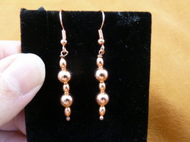 (EE700-16) 6mm smooth round Copper beaded dangle wire hook earrings fashion - £11.13 GBP