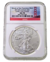 2014(S) S$1 Silver American Eagle Graded by NGC as MS70 Early Releases - $74.24