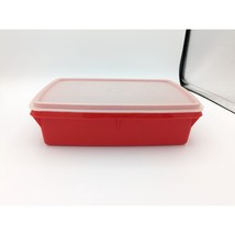 Vintage Tupperware Red Rectangle Container Sheer Lid 767 TupperCraft Sto... - $9.97