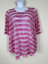 Jessica London Women Plus Size 14/16 (0X) Sheer Pink Stripe Tunic Top 3/4 Sleeve - £10.14 GBP