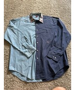 VINTAGE 90s Tommy Hilfiger Button Down Blue  Colorblock Crest Size XL Pr... - $40.99 CAD