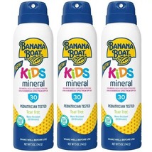 Banana Boat 100% Mineral Kids Sunscreen Spray, SPF 30, 5oz. 3 Pack - £19.73 GBP