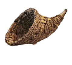 Cornucopia Horn of Plenty Woven Wicker Thanksgiving Decor 17 Inch - £19.10 GBP