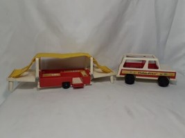 Vintage Fisher Price #992 Play Family Little People Car &amp; Pop-Up Camper - £16.78 GBP