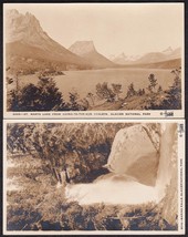 Glacier National Park (2) 1920s RPPC Postcards - St. Mary&#39;s Lake &amp; Baring Falls - £11.79 GBP