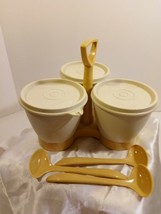 Vintage Tupperware 3 Condiment Caddie Gold/Almond Color 1970&#39;s - £15.56 GBP