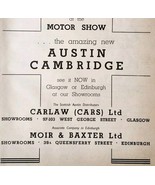 1954 Austin Cambridge Earls Court Advertisement Motor Show Automobilia D... - $34.28 CAD