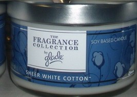 (1) Glade Fragrance Collection Sheer White Cotton 3 Wick Soy Based Candle - £10.05 GBP