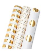 Koogel Wrapping Paper Roll 3 PCS Gold White 17x120 Inch Party Wedding - $266.32 MXN