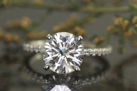 1.80Ct Brilliant Round Cut Diamond Engagement Wedding Ring 14K White Gold Finish - £62.77 GBP