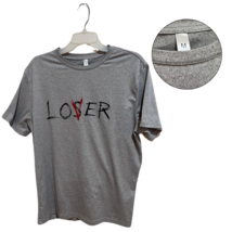 Gray Graphic Tee &#39;Lover/Loser&#39; Design Medium Unisex T-Shirt - $12.86
