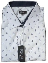 Galaxy by Harvic Mens White Ship Anchor Button Flip Cuff Shirt Size Large New - £11.72 GBP