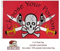 Choose Your Poison Flag 3&#39; x 5&#39; - Red Pirate Flag Jolly Roger Flag - £7.82 GBP