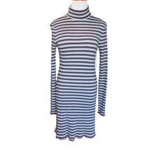 Urban Outfitters BDG Kaylyn Turtleneck Y2K Ribbed Gray Stripe Mini Dress Large - $9.77