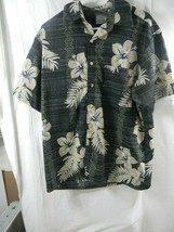 Men&#39;s Extreme Gear Shirt Hawaiian Floral Gray Tan Short Sleeve Medium - £11.93 GBP