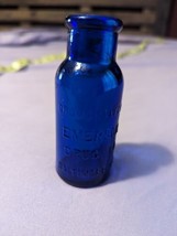 Vtg. Bromo Seltzer Cobalt Blue Bottle Emerson Drug Co Baltimore MD 4&quot; Tall - £6.32 GBP