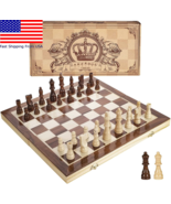 AMEROUS Chess Set, 15&quot;x15&quot; Folding Magnetic Wooden Standard Chess Game B... - $38.68