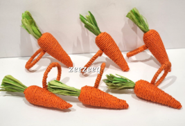 6pc Easter Orange Carrot Napkin Rings Carrots Tabletop Kitchen Home Decor - £23.64 GBP