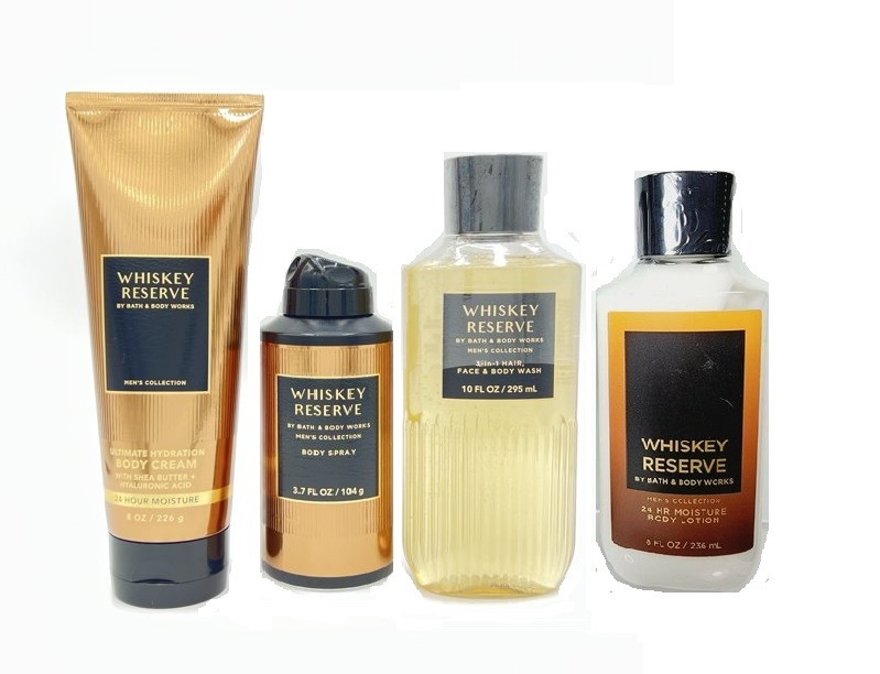 Bath & Body Works Whiskey Reserve 4 Piece Set - Mist Lotion Wash Cream for Men - $54.99