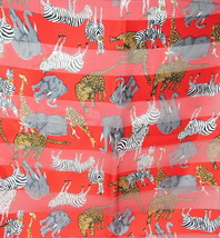 Wild Animals Scarf 21&quot; Square Bandana Face Cover Red Neckerchief US Seller - £7.90 GBP