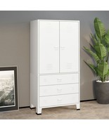  Wardrobe White Metal 35.4 x 19.7 x 70.9 in Wardrobe Rectangular - $829.49