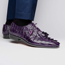 Cancun Genuine Caiman Crocodile Dress Derby's Shoes Purple image 7