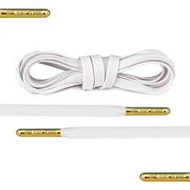 Luxury White Flat Waxed Shoelaces with Gold Metal Tips by Loop King Laces - £12.65 GBP+