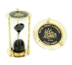Vintage Nautical Antique Maritime Sand Brass Timer Hourglass Glass Gift ... - $41.60