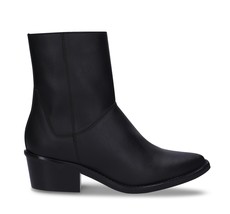 Women black ankle boots vegan leather heels point toe zipper casual offi... - $132.30