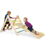 3-in-1 Climbing Set Foldable and Adjustable Kids Triangle Set-Multicolor... - $144.88 CAD