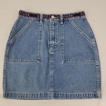 Tommy Summer Mini Skirt Jean Denim 8 Logo SpellOut Hilfiger Waistband Belt Loop  - £11.75 GBP