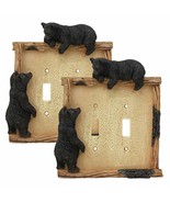 Ebros Set of 2 Rustic Forest Black Bear By Twigs Double Toggle Switch Co... - $34.24 CAD