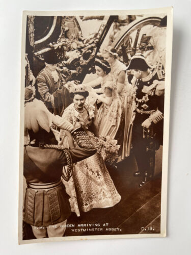 Primary image for H.M. The Queen Arriving Westminster Abbey RPPC Valentine's 1950's Coronation 