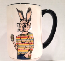 Signature Housewares HIPSTER Coffee Mug Tea Cup Rabbit Bunny in Glasses 16.5 oz. - £8.52 GBP
