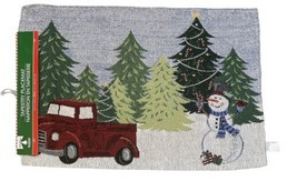 Tapestry Placemats 13&quot; x 19&quot; Home Decor Christmas/ Red Truck Snowman Trees - £3.12 GBP