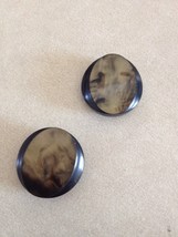 Pair Vintage Mid Century Art Deco Black Marbled Plastic Shank Buttons 2.... - $12.99